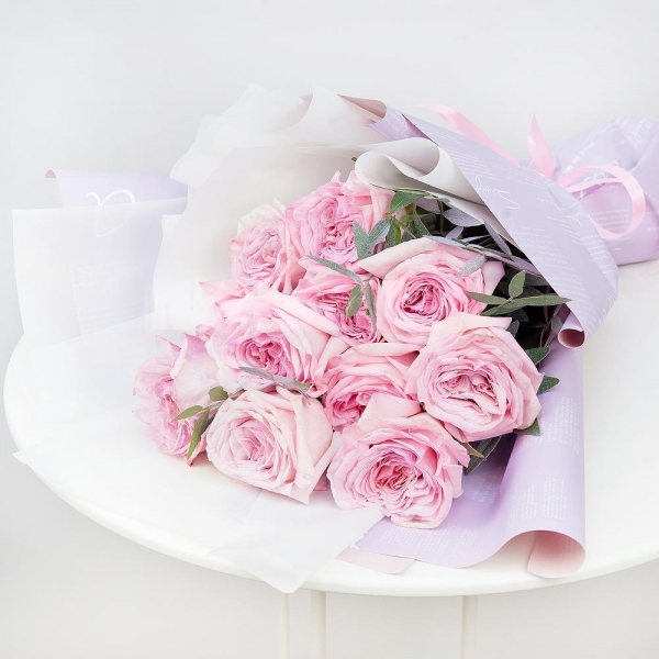 Peony style roses - 15, Pistachio, Wrapping Paper, Ribbon
