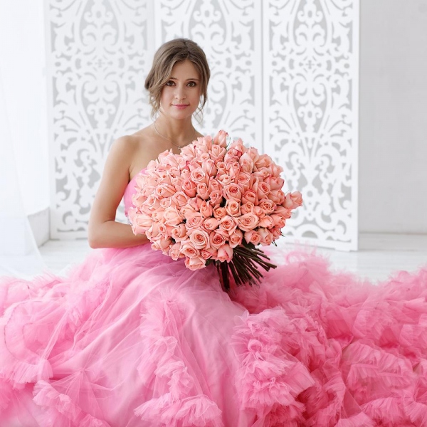 Pink rose 50 cm - 161, Ribbon
