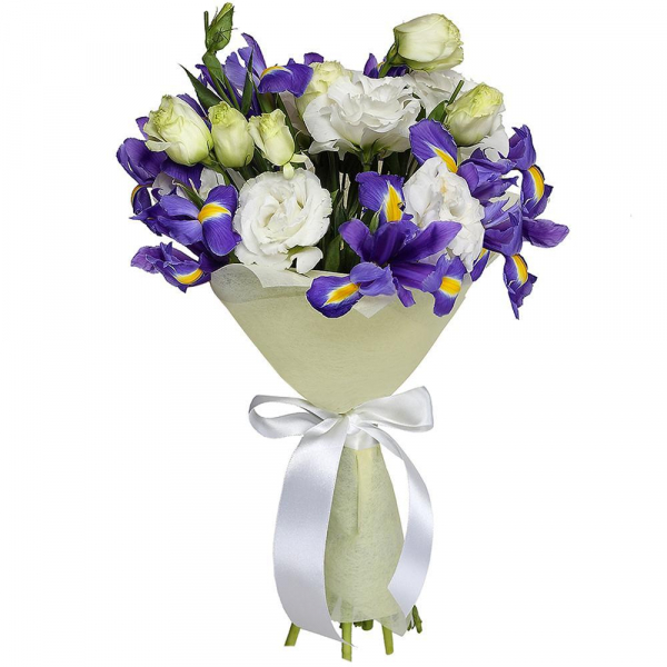 Irises - 11, lisianthus - 6, Felt, Ribbon