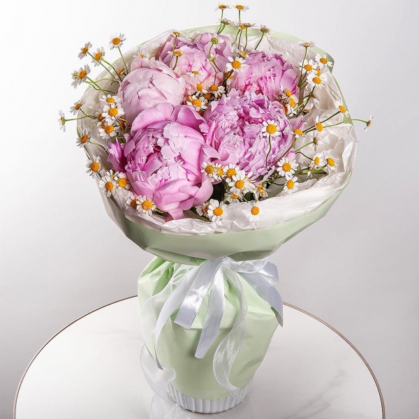 Peony pink - 9, Chamomile - 5, Wrapping Paper