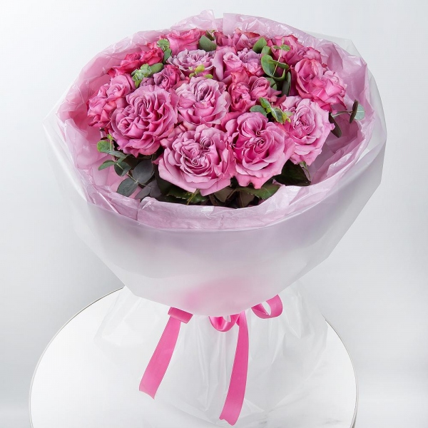Pink rose Country Blues 50 cm - 23, Eucalyptus, Wrapping Paper