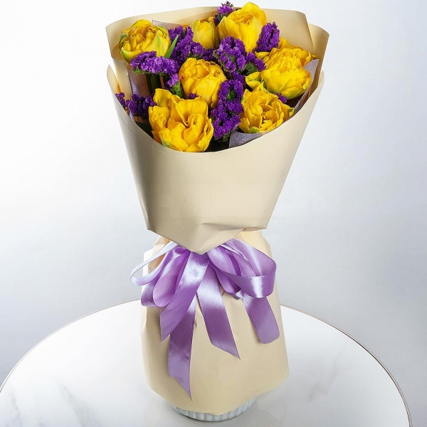 Yellow tulip - 11, Blue Statice, Wrapping Paper