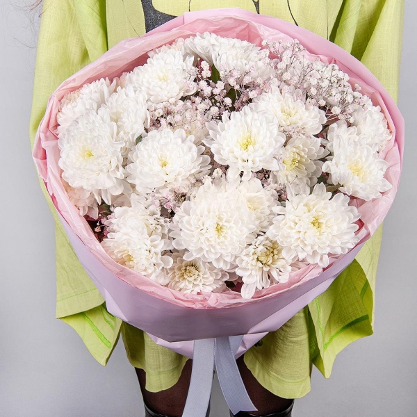 Baltica White Spray Chrysanthemum - 7, Gypsophila - 3, Wrapping Paper