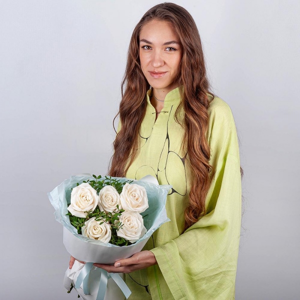White rose 50 cm - 9, Pistachio, Wrapping Paper