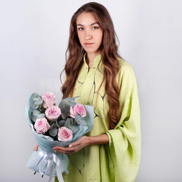 Peony style roses - 9, Eucalyptus, Wrapping Paper